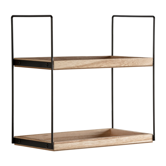 Estantería de pared Carlos de 2 niveles, madera de Paulownia