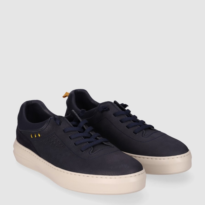 Zapatos de Piel - Marino - Tacón: Bajo