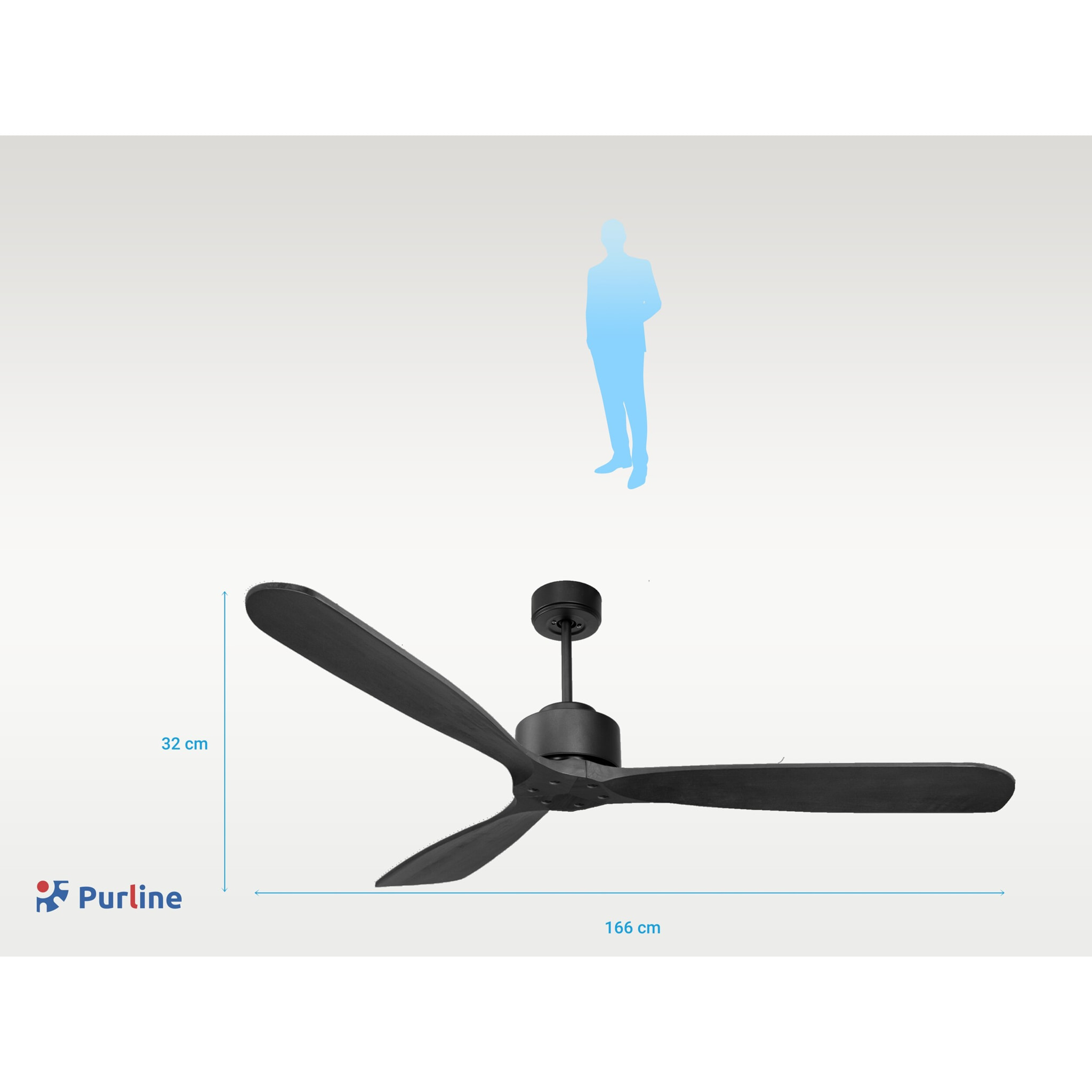 Ventilateur de plafond ø166 cm avec Wifi Réversible Hypersilence 40   W Noir