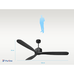 Ventilateur de plafond ø166 cm avec Wifi Réversible Hypersilence 40   W Noir