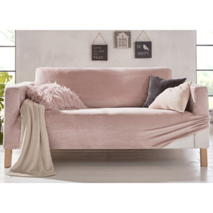 Copripoltrona Elasticizzato In Tinta Unita Effetto Velluto Modello Morbidissimo Colore Cipria