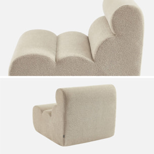 Chauffeuse bouclette texturée beige 1 place - L 81 x P 99 x H 75cm - Nova