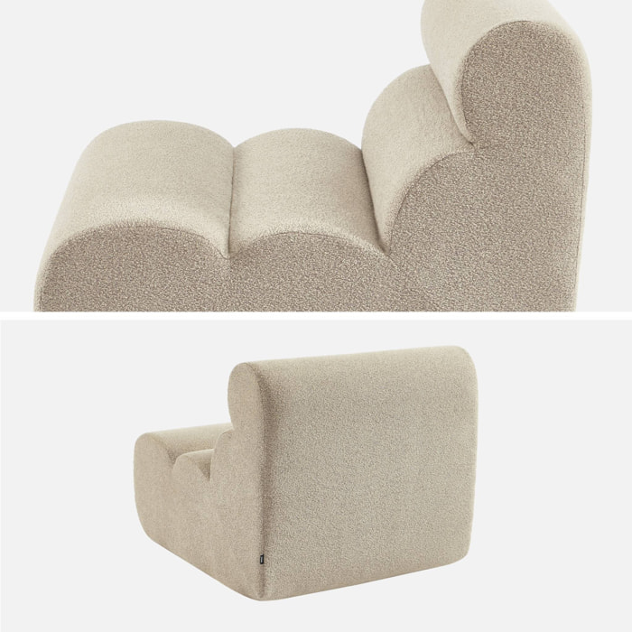 Chauffeuse bouclette texturée beige 1 place - L 81 x P 99 x H 75cm - Nova