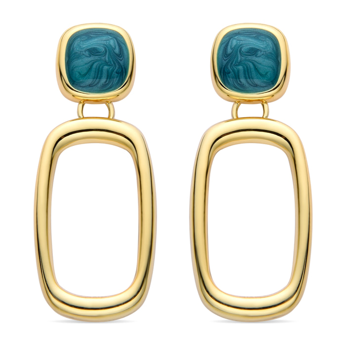 Pendientes de Resina Verde acabados en oro amarillo de 18K