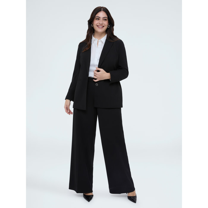 Fiorella Rubino - Pantaloni Wide Leg in tessuto stretch - Nero