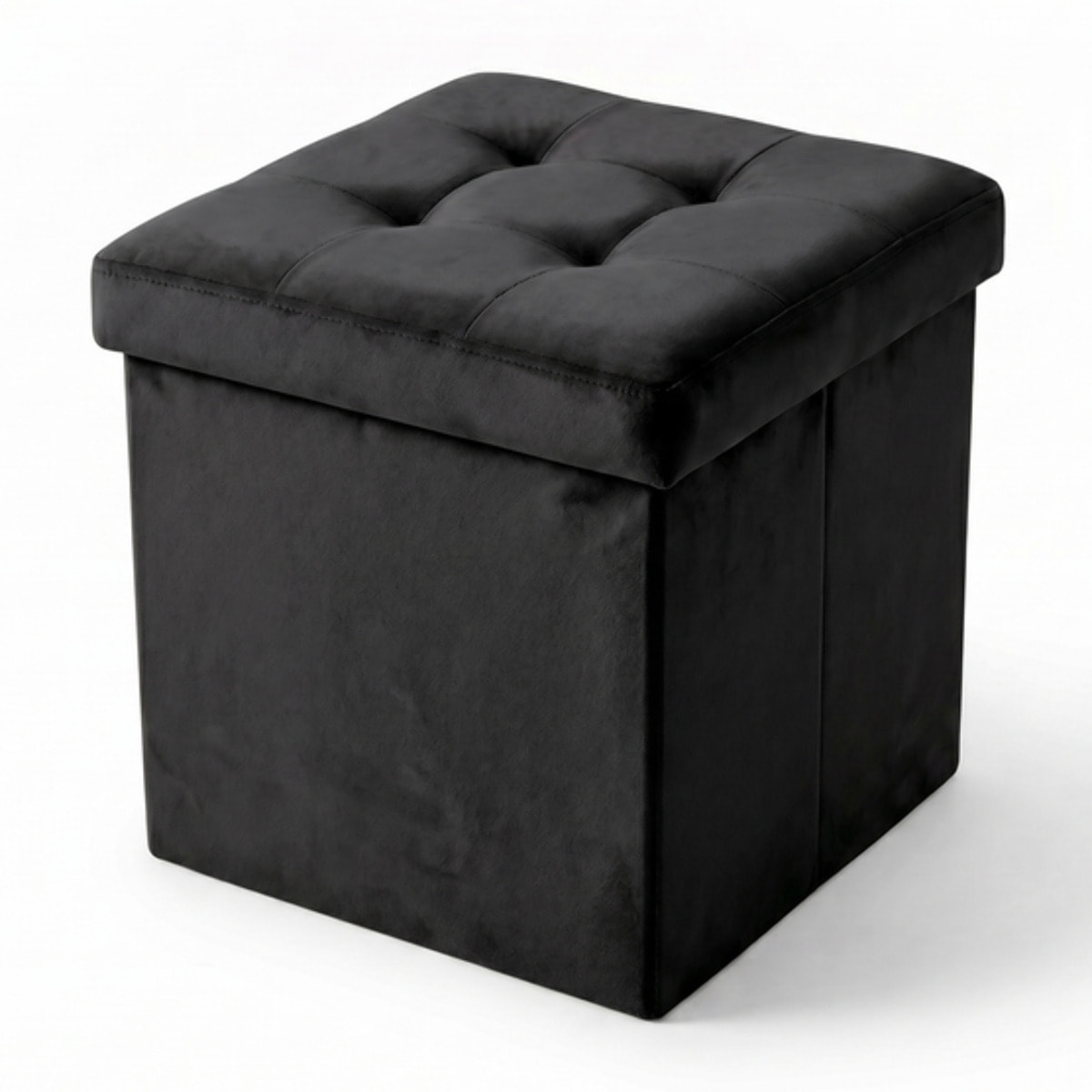 Pouf contenitore in velluto 38x38x38 cm, cubo imbottito con vano interno, seduta elegante effetto velvet trapuntato, resistente fino a 150 kg, salvaspazio ideale per camera soggiorno ingresso e cameretta