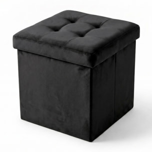 Pouf contenitore in velluto 38x38x38 cm, cubo imbottito con vano interno, seduta elegante effetto velvet trapuntato, resistente fino a 150 kg, salvaspazio ideale per camera soggiorno ingresso e cameretta