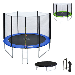 Trampoline réversible avec accessoires - Bleu