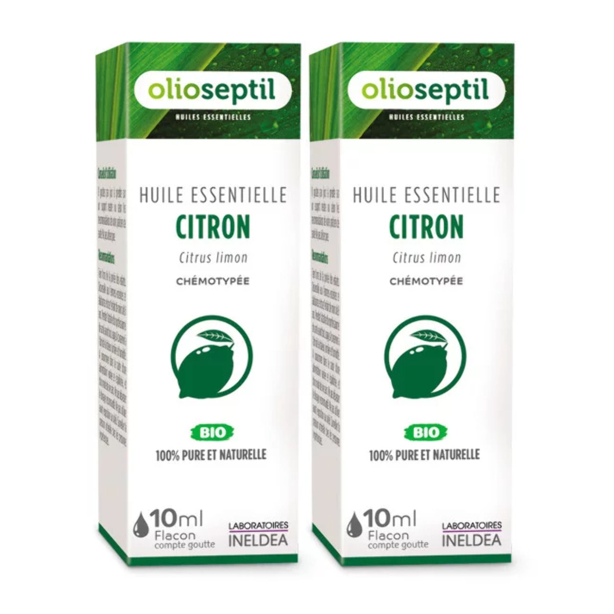 OLIOSEPTIL - Huile essentielle de Citron - 100% Pure et naturelle - BIO - HEBBD (biochimiquement et botaniquement définie) - 100% origine naturelle - Lot de 2 Flacons 10ml