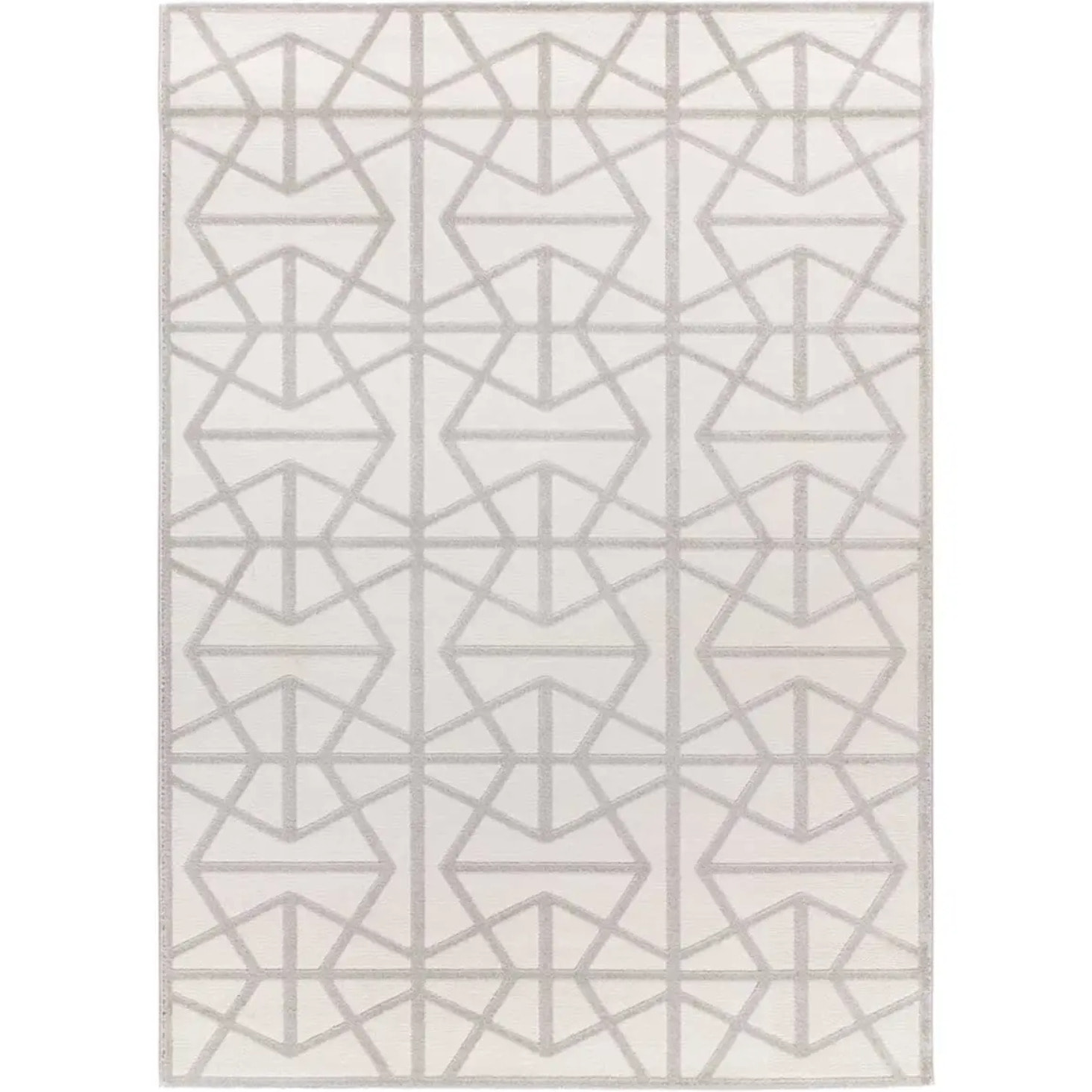 FLORA Alfombra geométrica con relieve en tonos blanco y gris, varias medidas disponibles