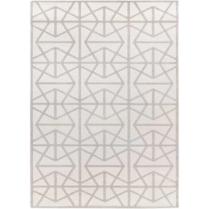 FLORA Alfombra geométrica con relieve en tonos blanco y gris, varias medidas disponibles