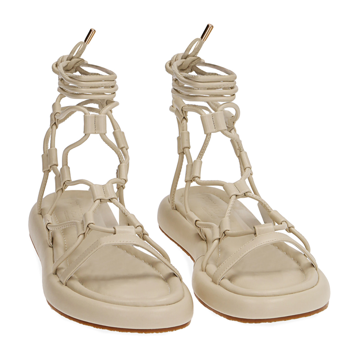 Sandalias lace-up chunky color crema