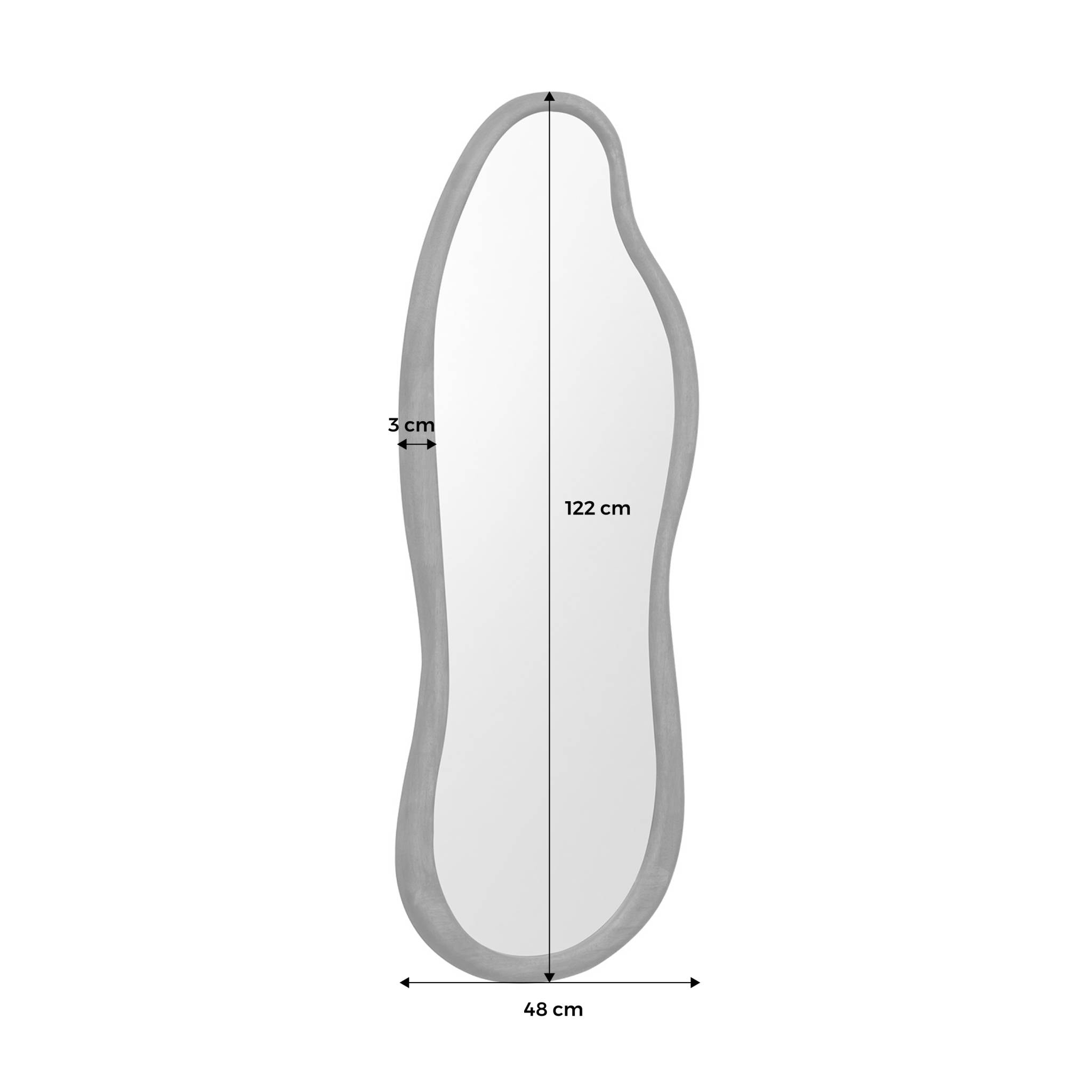Miroir organique AUSTIN en bois d'hévéa. couleur noyer. 120 cm