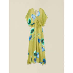 Oltre - Vestido largo mezcla de seda estampado - Verde