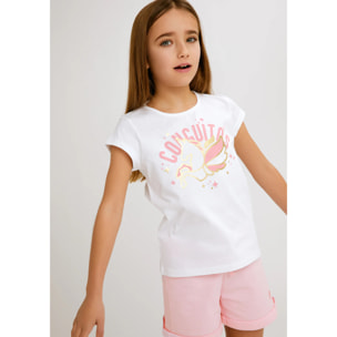 Shorts de Niña de Algodón Cintura Elástica en Rosa