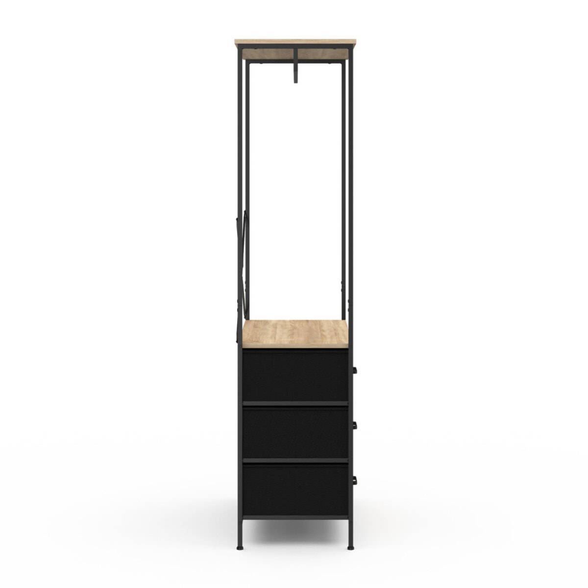 Dressing Iris penderie et 6 tiroirs bois et noir