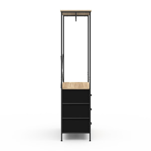 Dressing Iris penderie et 6 tiroirs bois et noir