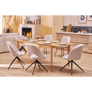 Chaise design pivotante 360° en tissu effet velours texturé beige et métal noir VANITY