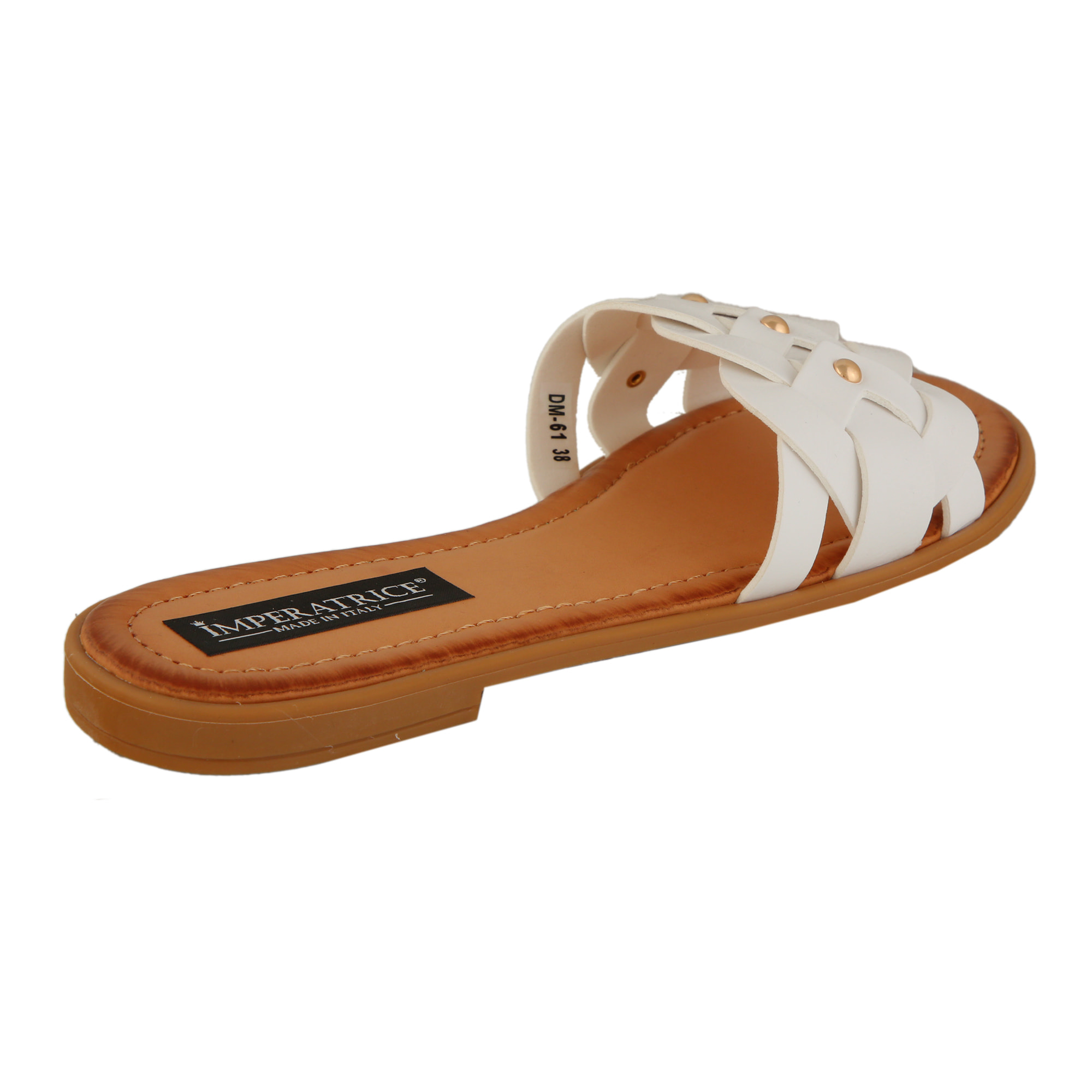 Sandali bassi con fascia intrecciata e borchie