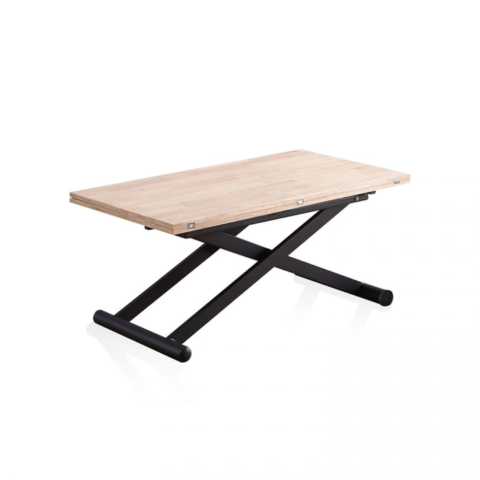 Mesa de centro elevable extensible Katia Negro - Roble
