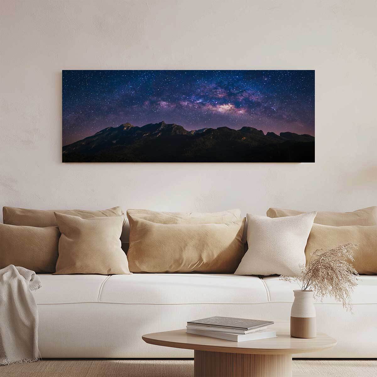Tableau panoramique ciel étoilé voie lactée paysage nocturne Toile imprimée