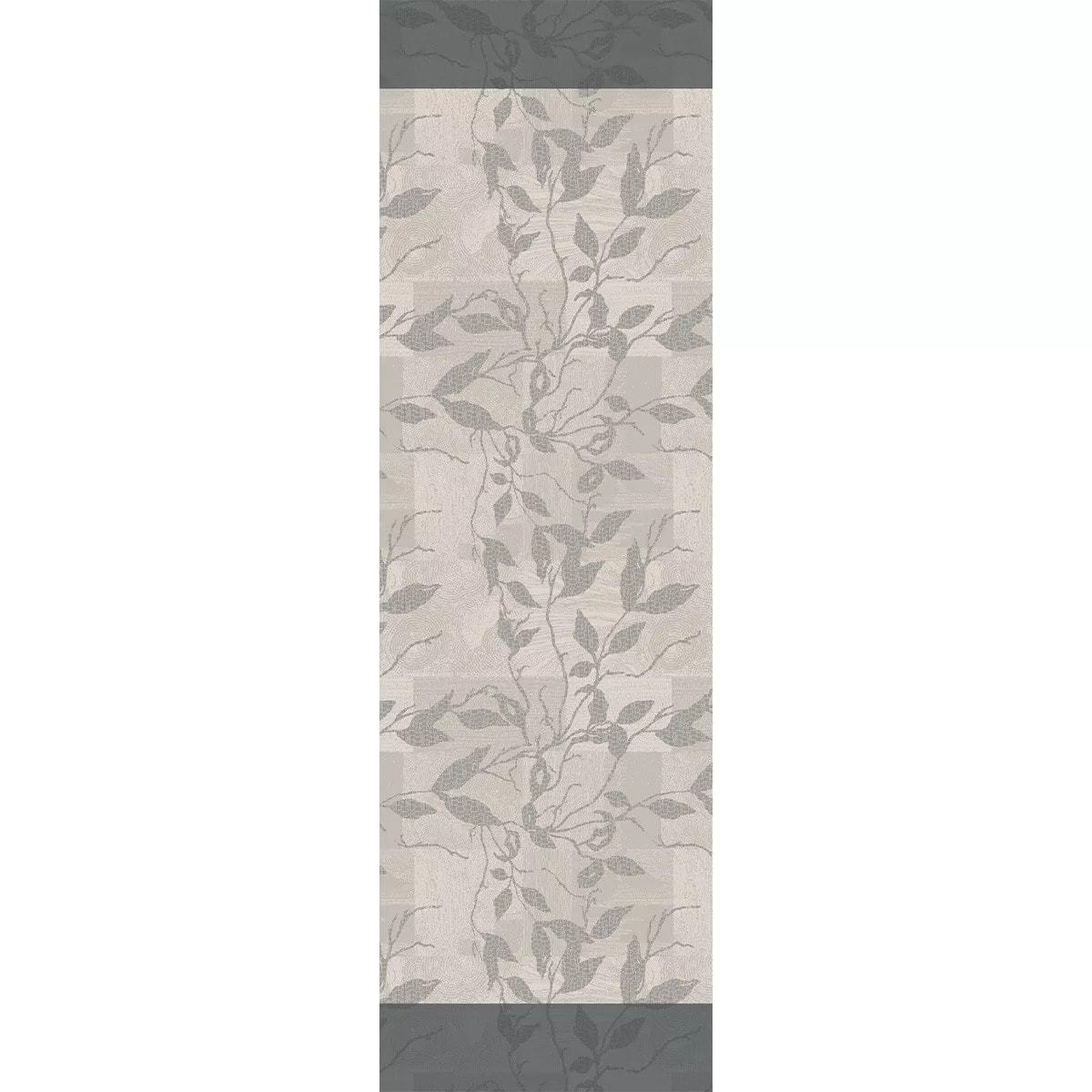 Chemin de table pur coton 220 g/m² motif jacquard gris anthracite Mille prunus silver