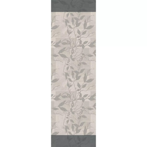 Chemin de table pur coton 220 g/m² motif jacquard gris anthracite Mille prunus silver