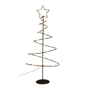 árbol navideño decorativo de metal negro con estrella con 46 luces led y temporizador 24x10x53cm