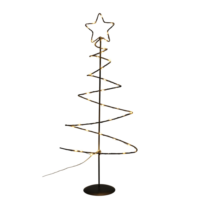árbol navideño decorativo de metal negro con estrella con 46 luces led y temporizador 24x10x53cm