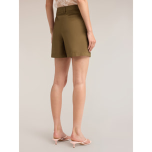 Motivi - Shorts in popeline di cotone - Verde militare