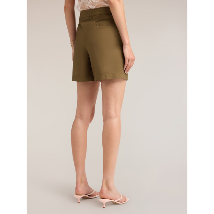 Motivi - Shorts in popeline di cotone - Verde militare