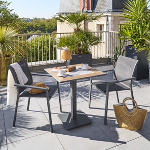 Table de jardin bistro "Lambada" céramique & graphite 2 places en acier et céramique