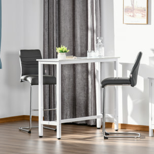 HOMCOM Mesa de Bar Mesa Alta con Encimera de Melamina Efecto Marmoleado y Patas de Acero Estilo Moderno para Cocina Cafetería Comedor 120x40x100 cm Blanco