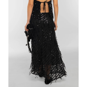 Falda midi de lentejuelas de mujer