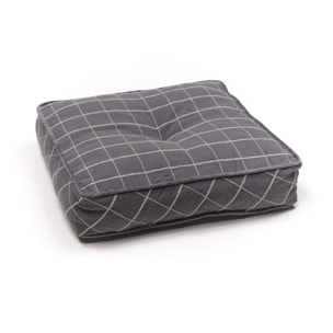 Coussin de sol imprimé a carreaux coton MOUNTAIN gris anthracite