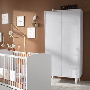 Armoire 2 portes avec étagères et penderie - ouverture push