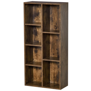 Estantería para Libros Librería de Madera con 7 Compartimentos de Almacenaje Plantas Archivos para Sala de Estar Dormitorio Oficina 50x24x106 cm Marrón Rústico