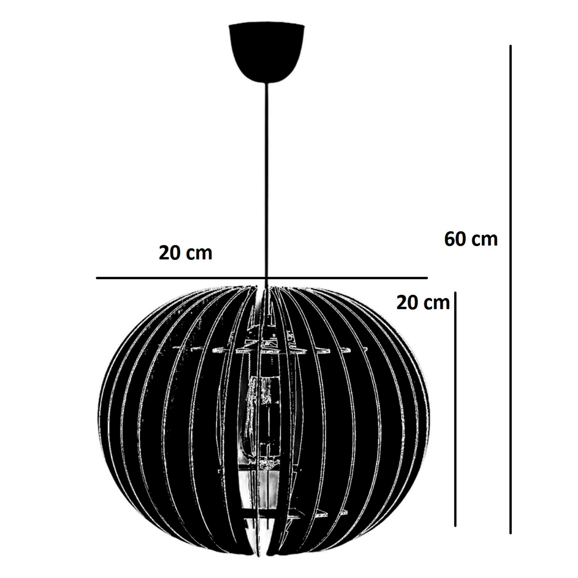 Lámpara de techo 60 cm. negro, tipo E 27 Max 45 - 60 W