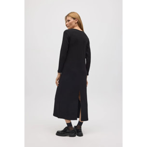 Abito lungo in maglia a coste nera