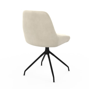 Chaises Olivia pivotantes en velours et pieds métal - Crème