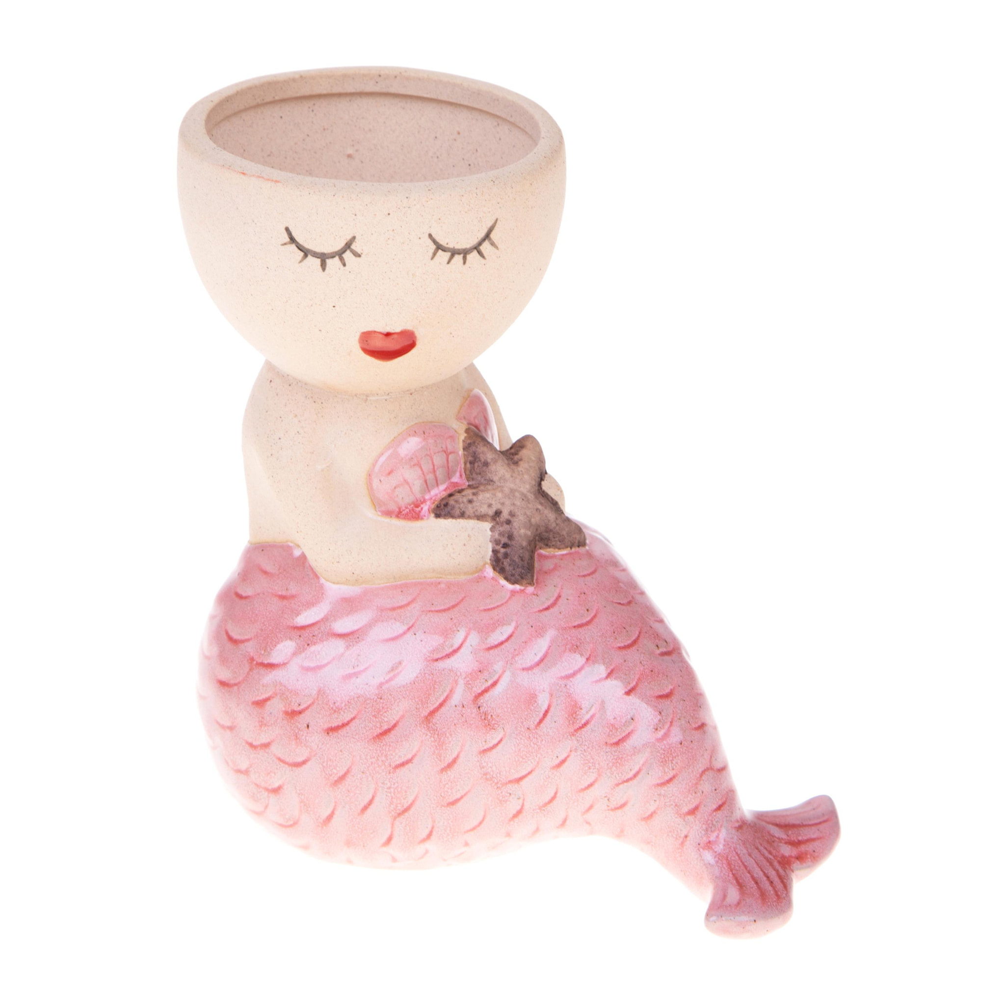 Vaso Sirena Seduta 15Xh.15 Cm - Pezzi 3 - 15X15X10cm - Colore: Rosa - Bianchi Dino - Decori Casa E Complementi