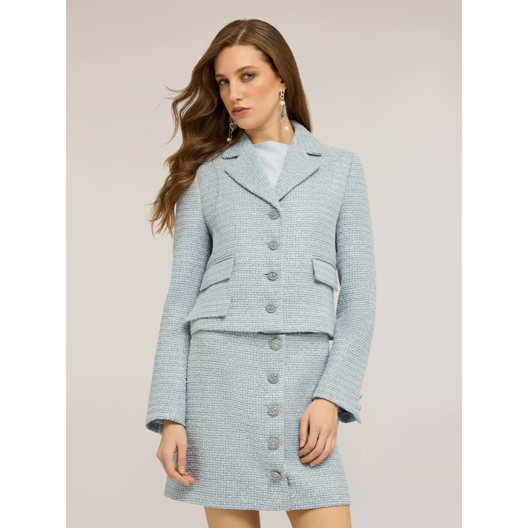 Motivi - Chaqueta corta en tejido bouclé - Light - blue