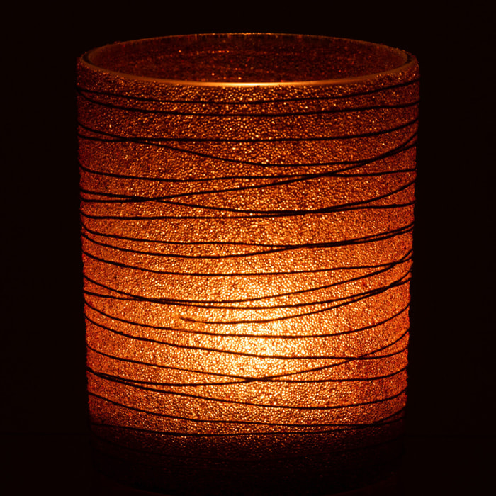 J-Line photophore Lignes Paillettes - verre - or - large - 2 pcs