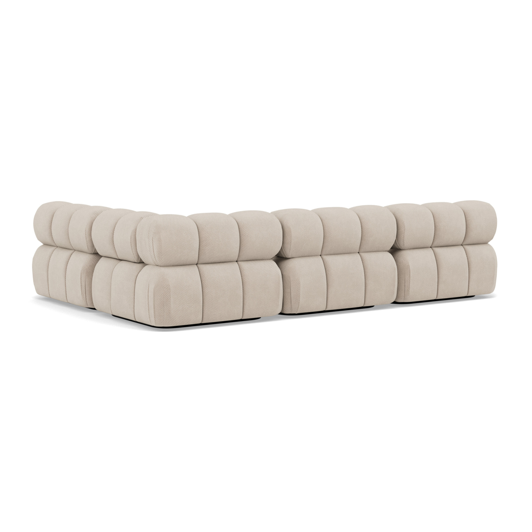 Ruby - canapé modulable d'angle droit 5 places en velours texturé - Beige