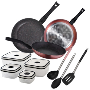 SET 3 sartenes + 4 fiambreras + 3 utensilios San Ignacio