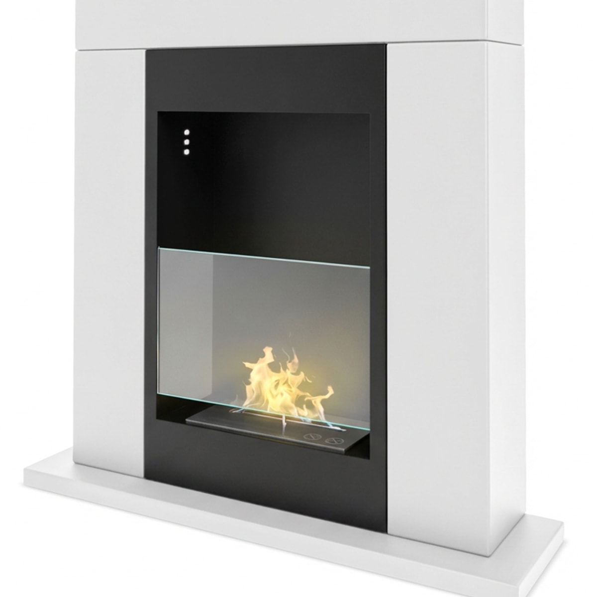 Marco Aurelio - Camino a bioetanolo da terra freestanding, biocamino da pavimento, 73x20xH75 cm colore bianco