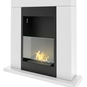 Marco Aurelio - Camino a bioetanolo da terra freestanding, biocamino da pavimento, 73x20xH75 cm colore bianco