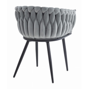 Sedia di design Orion in velluto grigio chiaro