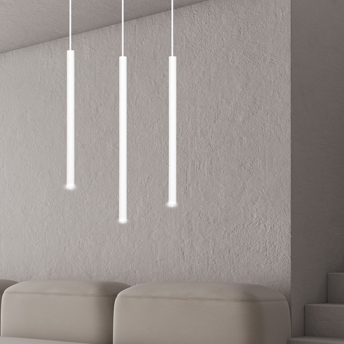 Lampada a sospensione Selter in acciaio bianco opaco