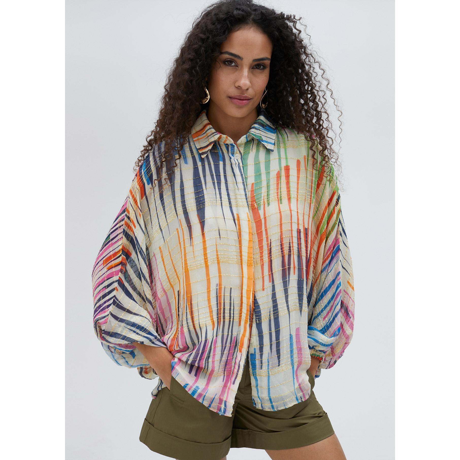 Camicia a righe multicolori